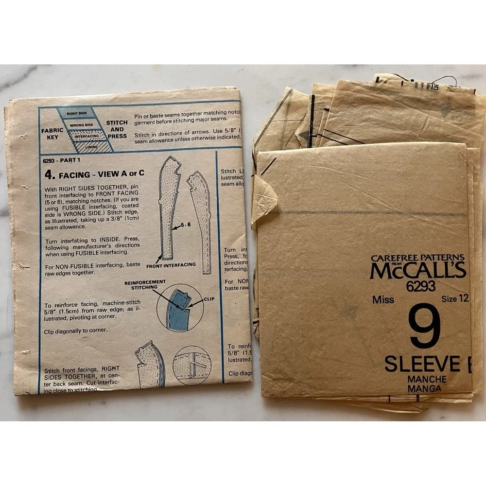 Vintage 1970's McCall's Pattern 6293 Women's Blouses Sz 12 Cut‎ Business Pro OOP